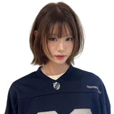 Load image into Gallery viewer, Wig female Korean female high warped brown age-reducing short hair daily repair Bobo head breathable whole head cover