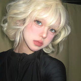 Load image into Gallery viewer, Small fry wig female platinum fluffy short curly hair full head cover Internet celebrity personality temperament lazy wind short age reduction roll