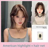 Load image into Gallery viewer, Wig, American Gao Asian Spice Girl, warping, age-reducing short hair, highlighting and dyeing, daily repairing Bobo head, breathable whole head cover