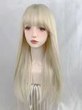 Load image into Gallery viewer, Internet celebrity blonde wig female long hair temperament fashion long straight hair daily age reduction lolita natural realistic jk full head