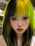 Load image into Gallery viewer, Halloween highlights collarbone hair Internet celebrity y2k hottie wig female layering buckle fashion short hair full headgear