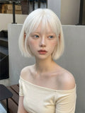 Load image into Gallery viewer, Wig Female Korean Nun Face Platinum Age Reduction Short Hair Daily Repair Bobo Head Breathable Full Headgear