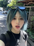 Load image into Gallery viewer, Blue wig one size fits all short hair y2k full head cover female universal cos subculture Lolita full set of small fry