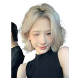 Load image into Gallery viewer, Japanese and Korean new wig women's platinum medium points short warped hair Lolita Internet celebrity full top temperament full headgear