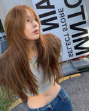Load image into Gallery viewer, Ray Autumn Korean female lead linen gold brown wig women's full head cover high-level universal 2025 new long curly hair