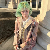 Load image into Gallery viewer, Japanese mint green wig women's short hair full head cover short curly hair cos dopamine JK full wig cover