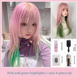 Load image into Gallery viewer, Jellyfish head wig full head cover female long hair age reduction subculture long hair Internet celebrity JK cool handsome head y2k brown cos