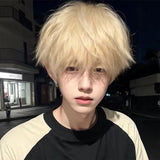 Load image into Gallery viewer, Platinum wig boys short hair Korean version handsome full head cover type Yang excess the same men's differential broken cover wig