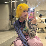 Load image into Gallery viewer, Japanese cute short hair wig female full headgear Internet celebrity yellow air bangs curly hair age-reducing hairstyle Japanese JK