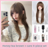 Load image into Gallery viewer, Jellyfish head wig full head cover female long hair age reduction subculture long hair Internet celebrity JK cool handsome head y2k brown cos