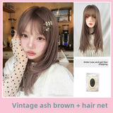 Load image into Gallery viewer, Black wig female long hair new layered long straight hair round face lolita natural JK cute Shaoluo full headgear