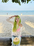 Load image into Gallery viewer, Fluorescent green trendy wig female long hair full hood cool handsome y2k long straight hair lolita color jk