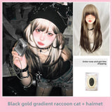 Load image into Gallery viewer, Wig female long hair Siamese cat gradual change Gothic Paris painting dye long straight hair wig cover simulation full head cover