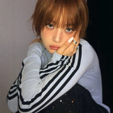 Load image into Gallery viewer, Orange brown short hair wig female full head cover Japanese short straight hair Bobo head bobo age reduction sister head slightly warped cos