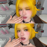 Load image into Gallery viewer, Lemon yellow wig Internet celebrity subculture short hair one size fits all cos Japanese lolita y2k hair