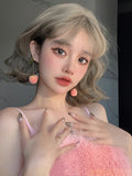 Load image into Gallery viewer, Gray wig short hair Internet celebrity lolita wool roll girl group Hong Kong style lazy simulation short curly hair full headgear