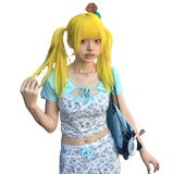 Load image into Gallery viewer, Lemon yellow long straight hair full top Yabi wig live streaming host girl group Internet celebrity girl group Japanese full head cover JK daily