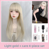 Load image into Gallery viewer, Internet celebrity blonde wig female long hair temperament fashion long straight hair daily age reduction lolita natural realistic jk full head