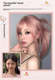Load image into Gallery viewer, Pink wig long hair Giselle cos daily lolita grapefruit powder long straight hair natural simulation wig cover