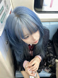 Load image into Gallery viewer, Blue Gray Straight Bob Wig