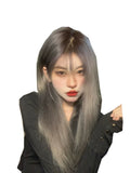 Load image into Gallery viewer, Wig female long straight hair new smoke gray full head cover medium long hair lolita wig cover daily straight hair
