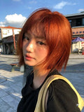 Load image into Gallery viewer, Autumn and winter wig women's short hair orange new Bobo head cute age reduction shoulder imitation full real girl group full head cover JK