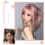 Load image into Gallery viewer, Pink wig long hair Giselle cos daily lolita grapefruit powder long straight hair natural simulation wig cover
