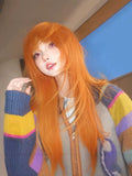 Load image into Gallery viewer, Wig Girl Air Bangs Royal Sister Wind Dirty Orange Long Straight Hair Muse Gossip Record Sakura Futaba cos Full Headgear