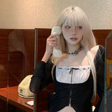 Load image into Gallery viewer, Halloween white wig Internet celebrity JK full hood female long straight hair European and American lolita girl group y2k light tide