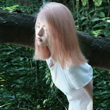 Load image into Gallery viewer, Sweet tea short hair fetal hair bangs comic sense pink gold short hair wig women full head cover small lace summer refreshing