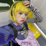 Load image into Gallery viewer, Japanese cute short hair wig female full headgear Internet celebrity yellow air bangs curly hair age-reducing hairstyle Japanese JK