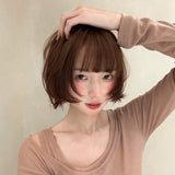 Load image into Gallery viewer, Wig Women's hood Layered short hair hanni Same girly whole wig Orange brown cos Bobo head