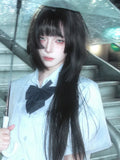 Load image into Gallery viewer, Princess Cut Wig Black Long Straight Jellyfish Head Lolita Ji Hair Full Headgear Female Qi Bangs COS Daily Japanese