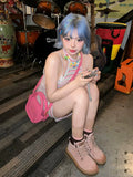 Load image into Gallery viewer, Small fry blue wig short hair full head female hottie y2k girl group Bobo head lolita light blue whole top