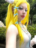 Load image into Gallery viewer, Wig female medium split long straight hair lemon yellow Japanese full head lolita Internet celebrity natural jk subculture hottie