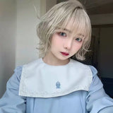 Load image into Gallery viewer, Small fry milk platinum cute wig short hair female full hood halloween y2k hottie eversion reverse warping Japanese