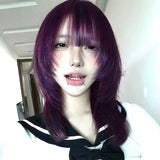 Load image into Gallery viewer, Summer new subculture wig female medium long hair purple JK mullet head collarbone hair whole top JK natural full hood