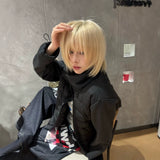 Load image into Gallery viewer, Wig female short hair short straight hair natural Internet celebrity simulation human daily bobo head bangs realistic flaxen full headgear
