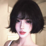 Load image into Gallery viewer, Wig female short hair short curly hair handsome Qi bangs round face dog gnawing bangs fluffy natural Korean facelift bobo head