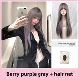 Load image into Gallery viewer, Daily super long wig gray purple Mori photo long straight hair girl group JK Hong Kong style full head wig