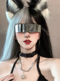 Load image into Gallery viewer, Halloween wig punk goth black and white double spell long straight hair gradually lolita gradual change two-color cos yin and yang