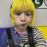 Load image into Gallery viewer, Japanese cute short hair wig female full headgear Internet celebrity yellow air bangs curly hair age-reducing hairstyle Japanese JK