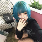 Load image into Gallery viewer, Hanni sea blue cute wig short hair female full hood halloween y2k hottie eversion reverse Japanese