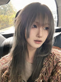 Load image into Gallery viewer, Wig female medium long hair high level JK gray full head cover lolita clavicle hair long straight hair y2k whole top fluffy