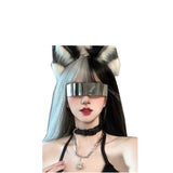 Load image into Gallery viewer, Halloween wig punk goth black and white double spell long straight hair gradually lolita gradual change two-color cos yin and yang