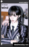 Load image into Gallery viewer, Black wig female long hair full hood halloween cos Wednesday Adams same braided long straight hair