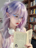 Load image into Gallery viewer, High level lolita long straight hair whole top pink purple gradual change color rainbow lolita full head cover JK wig
