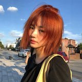 Load image into Gallery viewer, Autumn and winter wig women's short hair orange new Bobo head cute age reduction shoulder imitation full real girl group full head cover JK
