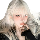 Load image into Gallery viewer, Halloween white wig Internet celebrity JK full hood female long straight hair European and American lolita girl group y2k light tide