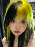 Load image into Gallery viewer, Halloween highlights collarbone hair Internet celebrity y2k hottie wig female layering buckle fashion short hair full headgear